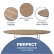 LeisureMod Rossmore Oval Side Table With Wood Top and White Frame Natural Wood