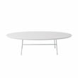 LeisureMod Rossmore Oval Side Table With Wood Top and White Frame White