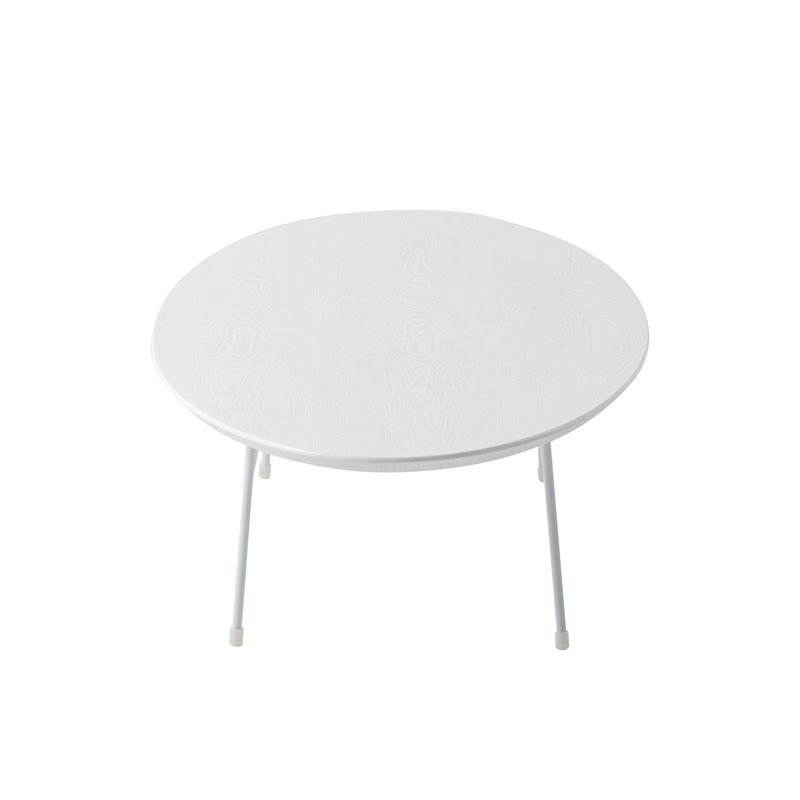 LeisureMod Rossmore Oval Side Table With Wood Top and White Frame White