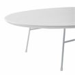 LeisureMod Rossmore Oval Side Table With Wood Top and White Frame White