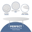LeisureMod Rossmore Oval Side Table With Wood Top and White Frame White