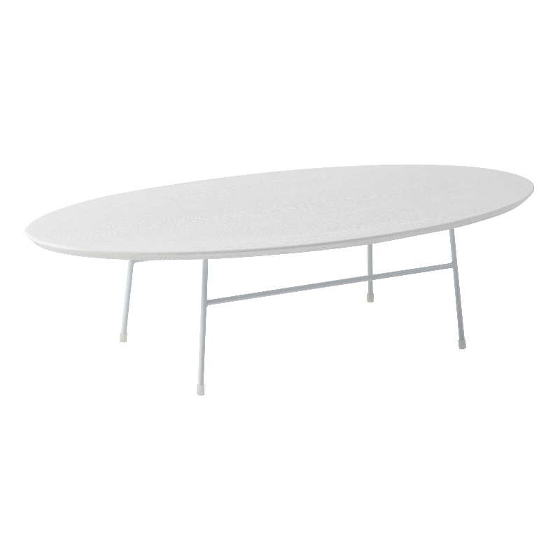 LeisureMod Rossmore Oval Side Table With Wood Top and White Frame White