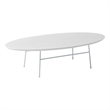 LeisureMod Rossmore Oval Side Table With Wood Top and White Frame White