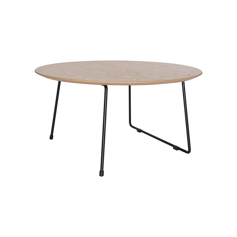 LeisureMod Pemborke Modern Round Coffee Table with Wood Top Natural Wood