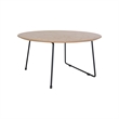 LeisureMod Pemborke Modern Round Coffee Table with Wood Top Natural Wood