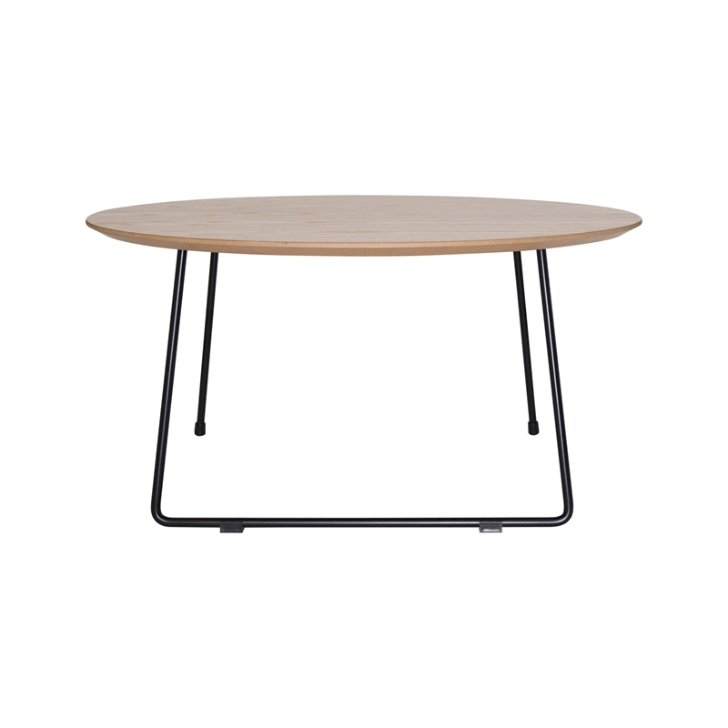 LeisureMod Pemborke Modern Round Coffee Table with Wood Top Natural Wood