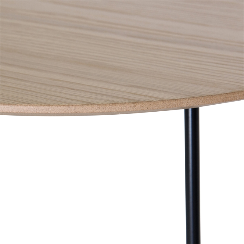 LeisureMod Pemborke Modern Round Coffee Table with Wood Top Natural Wood