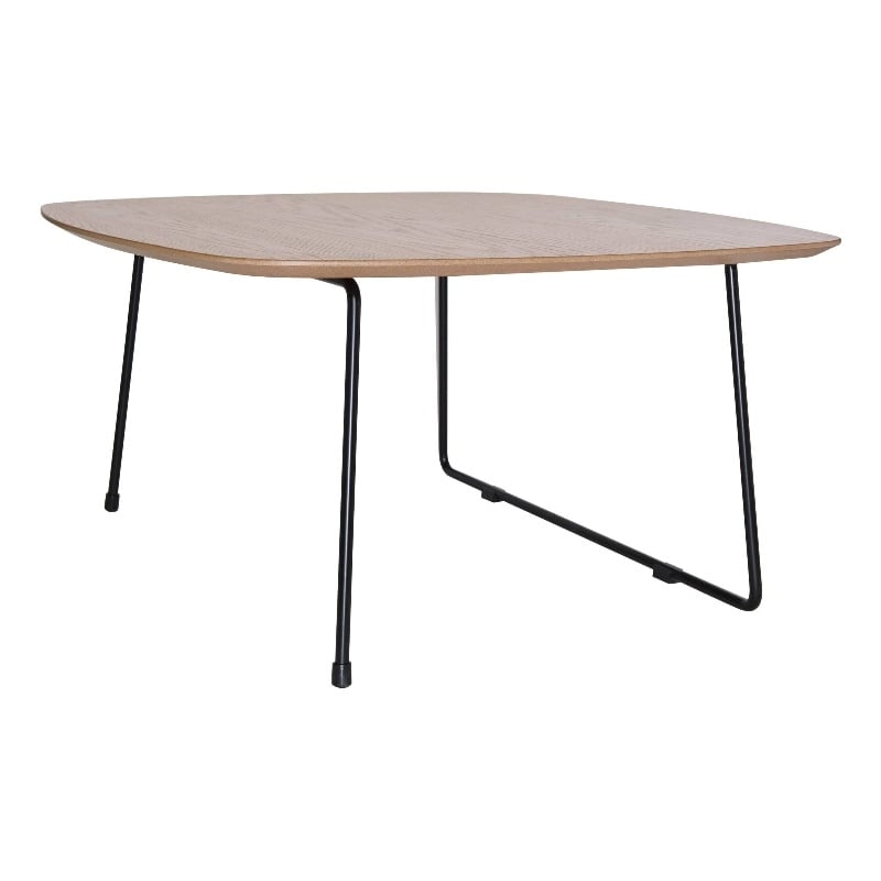 LeisureMod Pemborke Square Coffee Table with Wood Top Natural Wood