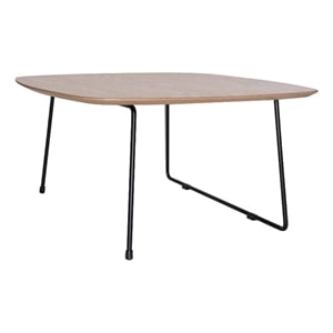 LeisureMod Pemborke Square Coffee Table with Wood Top Natural Wood