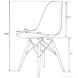 LeisureMod Dover Plastic Transparent Dining Chair Set of 4 Transparent Blue