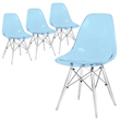 LeisureMod Dover Plastic Transparent Dining Chair Set of 4 Transparent Blue