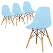 LeisureMod Dover Molded ABS Plastic Side Chair Set of 4 Transparent Blue