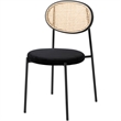LeisureMod Euston Dining Chair with Wicker Back & Velvet Seat Set of 2 Black