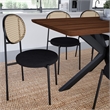 LeisureMod Euston Dining Chair with Wicker Back & Velvet Seat Set of 2 Black