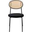 LeisureMod Euston Dining Chair with Wicker Back & Velvet Seat Set of 2 Black