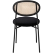 LeisureMod Euston Dining Chair with Wicker Back & Velvet Seat Set of 2 Black