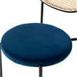 LeisureMod Euston Dining Chair with Wicker Back & Velvet Seat Set of 2 Navy Blue