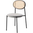 LeisureMod Euston Dining Chair with Wicker Back & Velvet Seat Set of 4 Gray