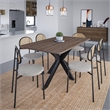LeisureMod Euston Dining Chair with Wicker Back & Velvet Seat Set of 4 Gray