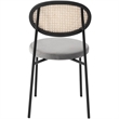 LeisureMod Euston Dining Chair with Wicker Back & Velvet Seat Set of 4 Gray