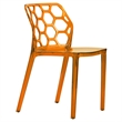 LeisureMod Dynamic Honeycomb Plastic Dining Chair Transparent Orange (Set of 2)