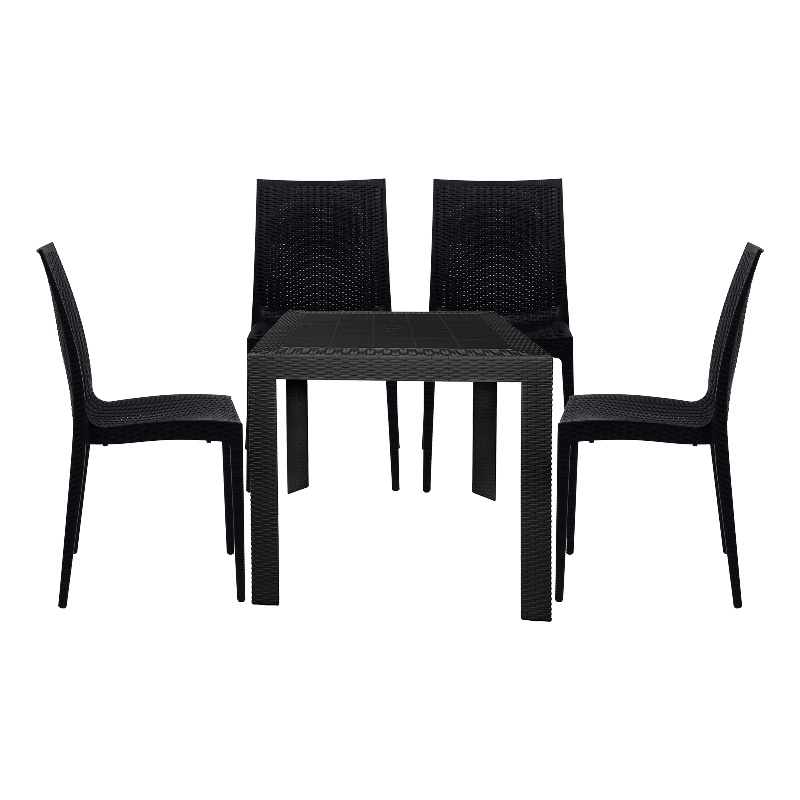 LeisureMod Mace Mid-Century 5-Piece Outdoor Dining Set