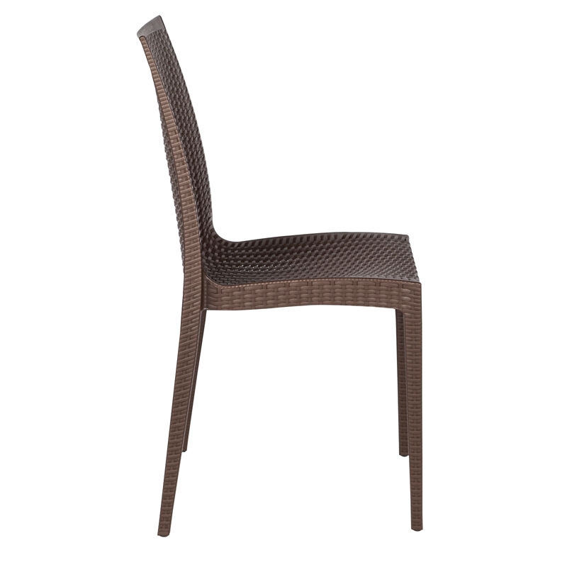LeisureMod Mace Mid-Century 5-Piece Outdoor Dining Set Brown