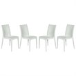LeisureMod Mace Mid-Century 5-Piece Outdoor Dining Set White