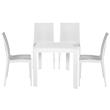 LeisureMod Mace Mid-Century 5-Piece Outdoor Dining Set White