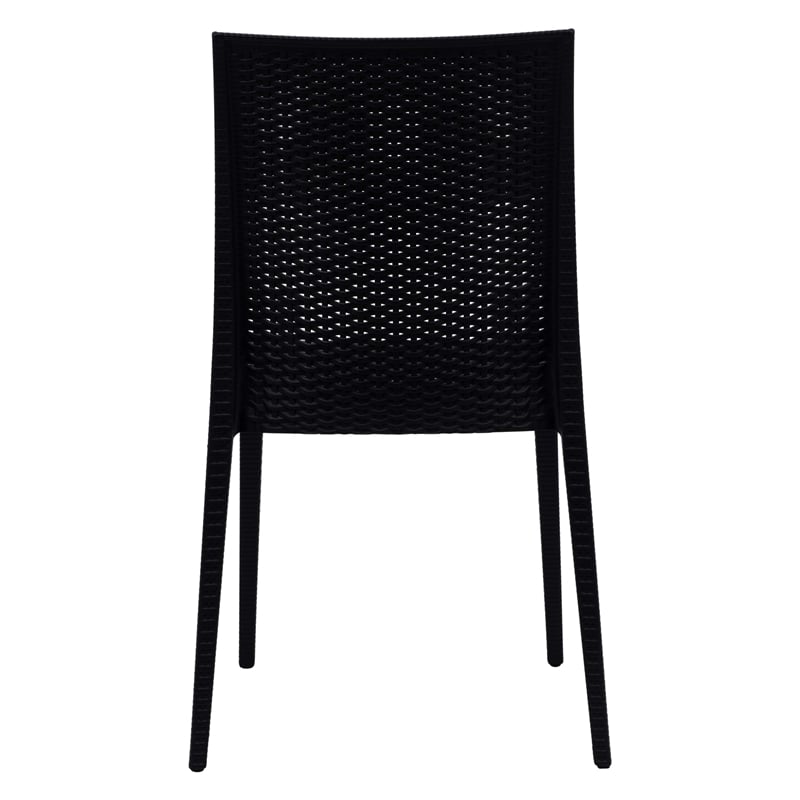 LeisureMod Mace Mid-Century 5-Piece Outdoor Dining Set Black White