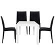 LeisureMod Mace Mid-Century 5-Piece Outdoor Dining Set Black White