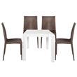 LeisureMod Mace Mid-Century 5-Piece Outdoor Dining Set Brown White