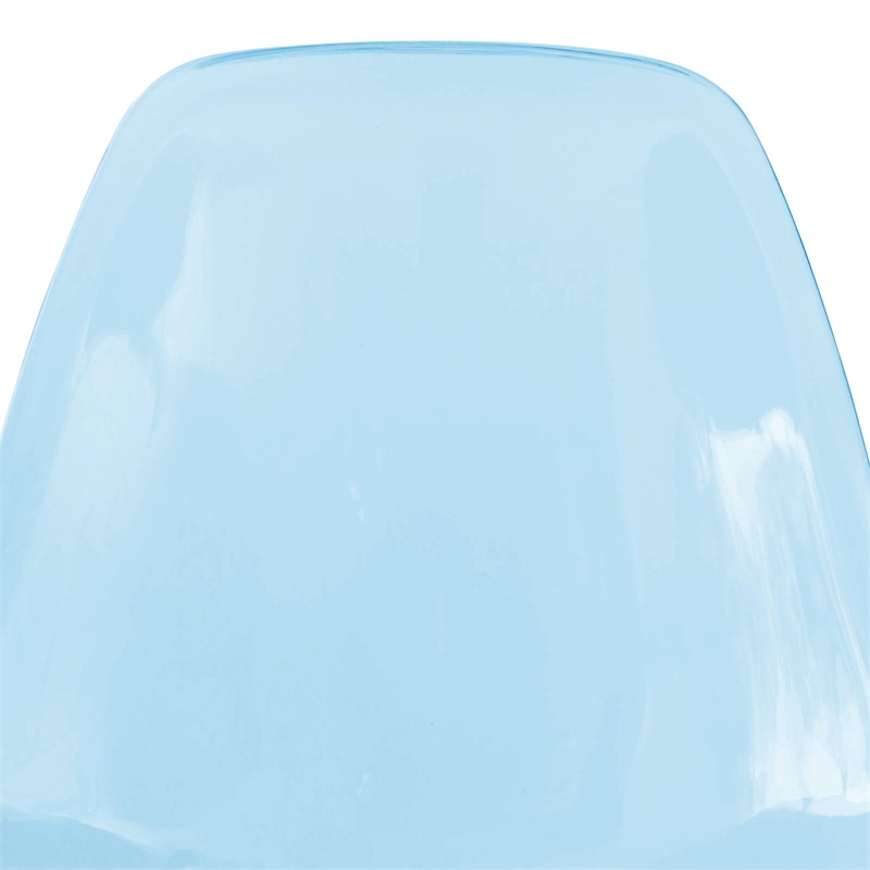 LeisureMod Cresco Plastic Dining Chair with Gold Base Set of 4 Transparent Blue