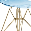 LeisureMod Cresco Plastic Dining Chair with Gold Base Set of 4 Transparent Blue