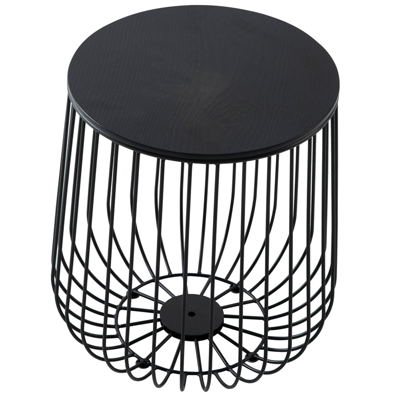 leisuremod runswick modern wood top end table with steel base black