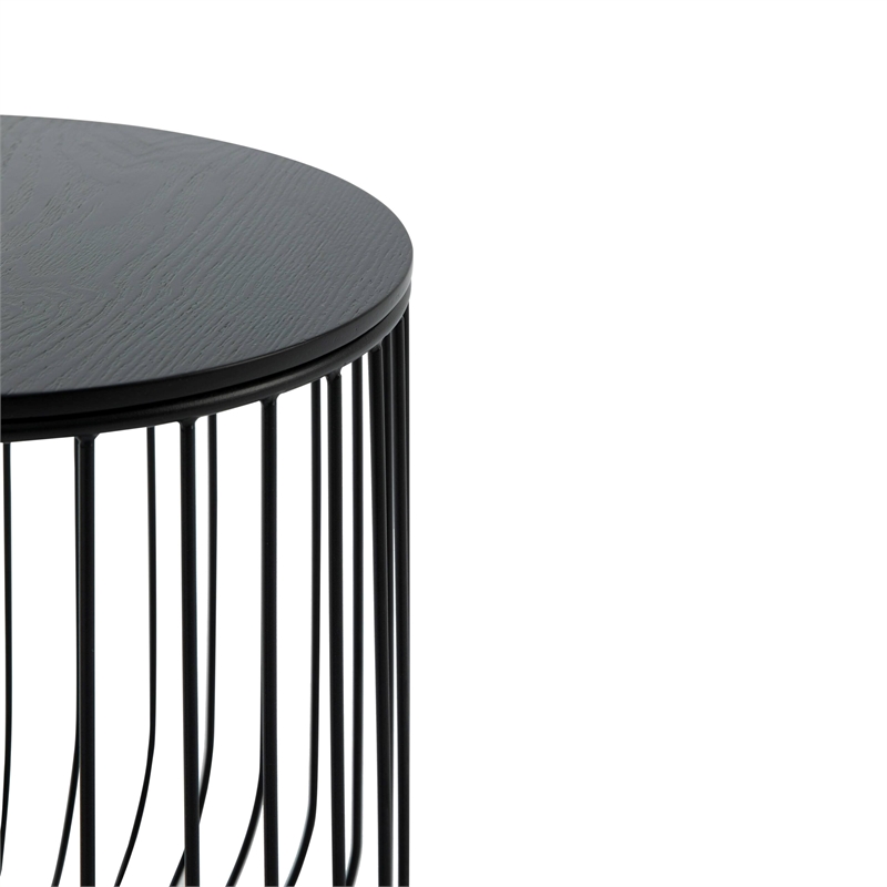 leisuremod runswick modern wood top end table with steel base black
