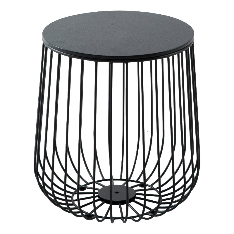LeisureMod Runswick Modern Wood Top End Table With Steel Base Black