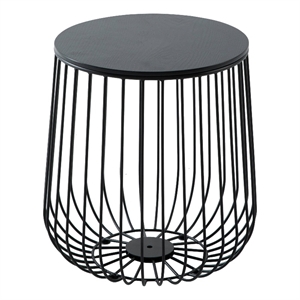 LeisureMod Runswick Modern Wood Top End Table With Steel Base Black