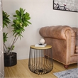 LeisureMod Runswick Modern Wood Top End Table With Steel Base Natural Wood