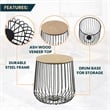 LeisureMod Runswick Modern Wood Top End Table With Steel Base Natural Wood