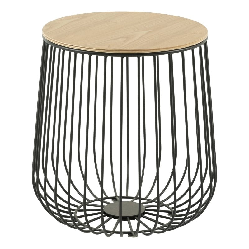 LeisureMod Runswick Modern Wood Top End Table With Steel Base Natural Wood