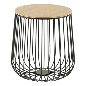 LeisureMod Runswick Modern Wood Top End Table With Steel Base Natural Wood