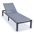 LeisureMod Marlin Patio Chaise Lounge Aluminum Black Frame Set of 2 Dark Gray