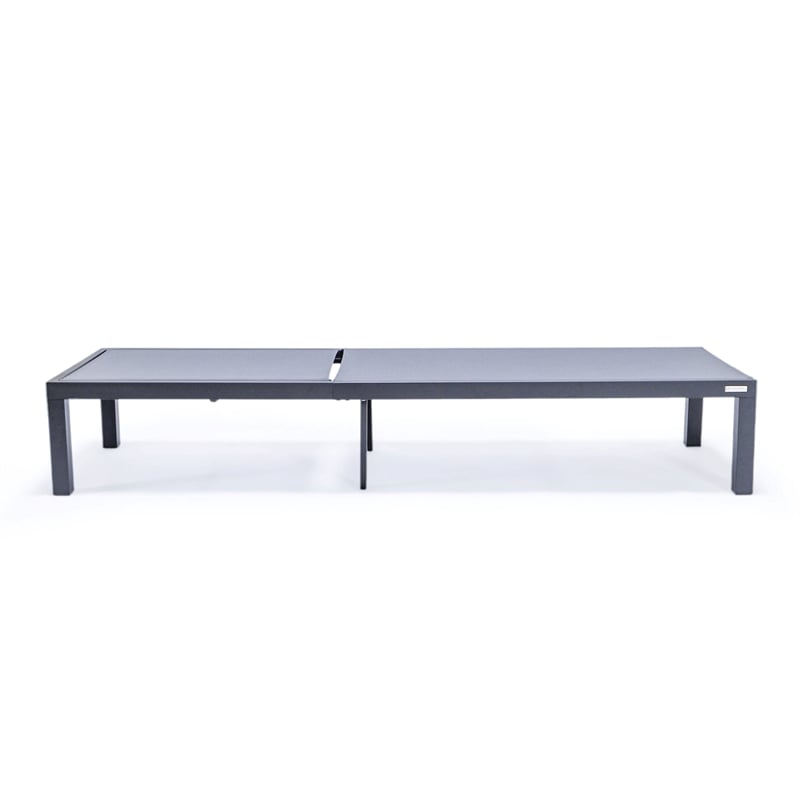 LeisureMod Marlin Patio Chaise Lounge Aluminum Black Frame Set of 2 Dark Gray