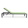 LeisureMod Marlin Patio Chaise Lounge Aluminum Black Frame Set of 2 Green