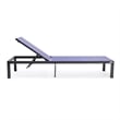 LeisureMod Marlin Patio Chaise Lounge Aluminum Black Frame Set of 2 Navy Blue