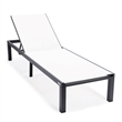 LeisureMod Marlin Patio Chaise Lounge Aluminum Black Frame Set of 2 White