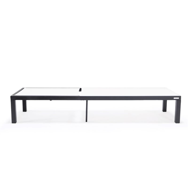 LeisureMod Marlin Patio Chaise Lounge Aluminum Black Frame Set of 2 White