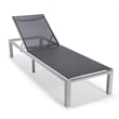 LeisureMod Marlin Patio Chaise Lounge Aluminum White Frame Set of 2 Black