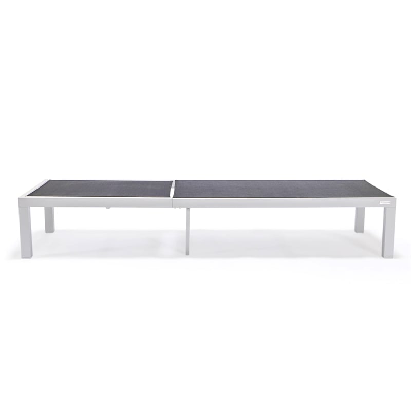 LeisureMod Marlin Patio Chaise Lounge Aluminum White Frame Set of 2 Black